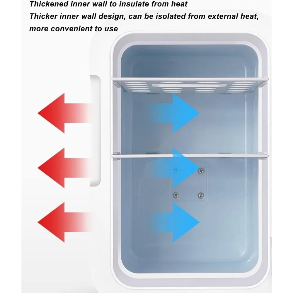 Przenośna lodówka mini 8L, ciche chłodzenie i ogrzewanie z jasnym oświetleniem, do samochodu i domu - duża pojemność na kosmetyki, napoje, me