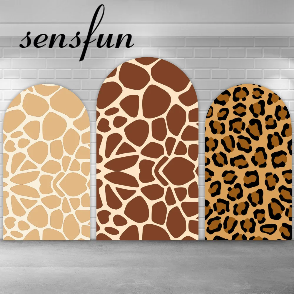 

Sensfun Giraffe Leopard Pattern Print Arch Backdrop Boys Safari Jungle Birthday Party Decoration Chiara Wall Background Cover