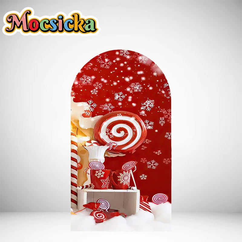 Christmas Double Sided Arch Cover Photography Background Family Holiday Party Decoration Supplies Happy New Year Backdrops
