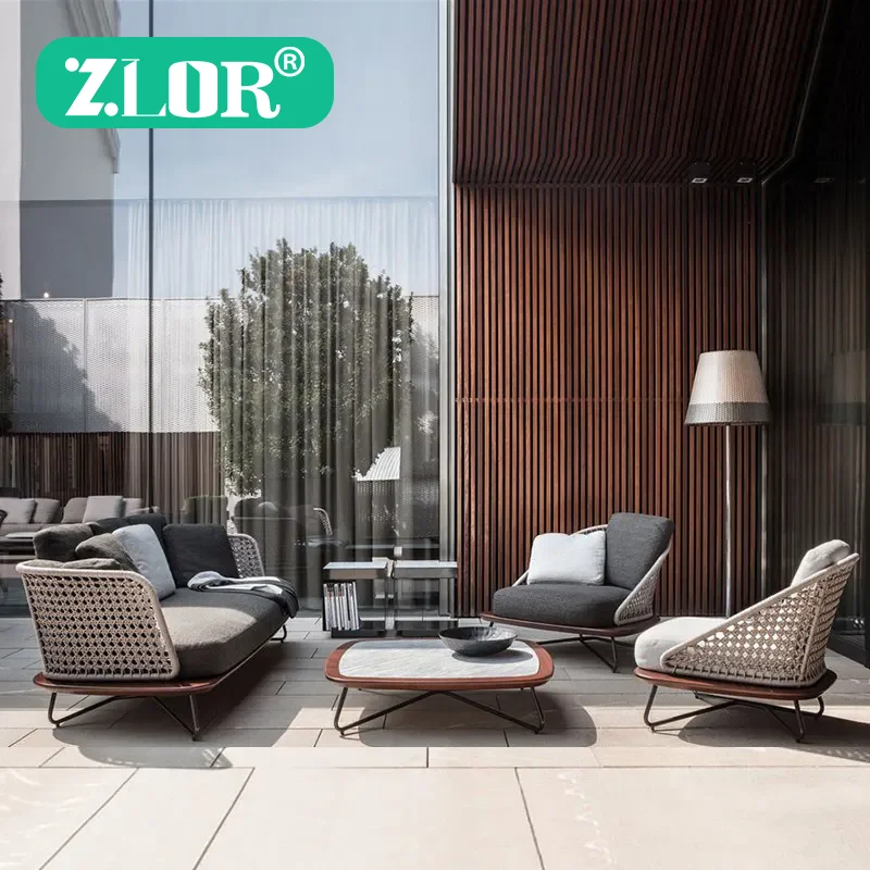 

Garden Sofas Outdoor Sofa Set Morden Style Rattan and Wicker Patio Lounge Chair and Coffee Aluminum Outdoor Sofa Set