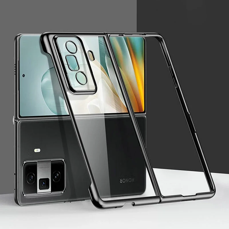 حافظة كمبيوتر صلبة شفافة عالية الدقة لهاتف Honor Magic VS3، حافظة كمبيوتر صلبة رفيعة للغاية مطلية بالكروم لهاتف Honor MagicVS3