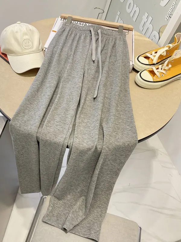 

Свободные широкие спортивные брюки унисекс, летние тонкие повседневные брюки с высокой талией, прямого кроя, в пол, модные прямые брюки