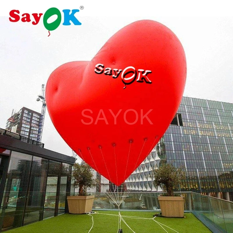 Giant Inflatable Red Heart Balloon 1m/1.5m/2m Inflatable Heart Balloon With Led Lights For Wedding Valentine's Day Decor