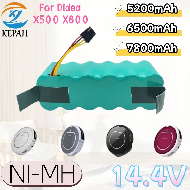 14.4V 6500mAh Ni-Mh Battery Compatible with AMIBOT, ARIETE BRICIOLA, DIBEA,MIDEA, PROFIMASTER, LP43SC2000P X500 Vacuum Cleaner