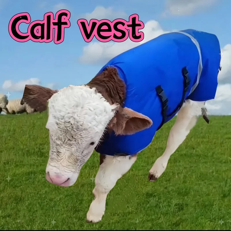 

1 Pcs Waterproof Winter Calf Vest, Blue with White Strips - Cozy Plush-Lined, No Electricity Required, Ideal for Cold Weather