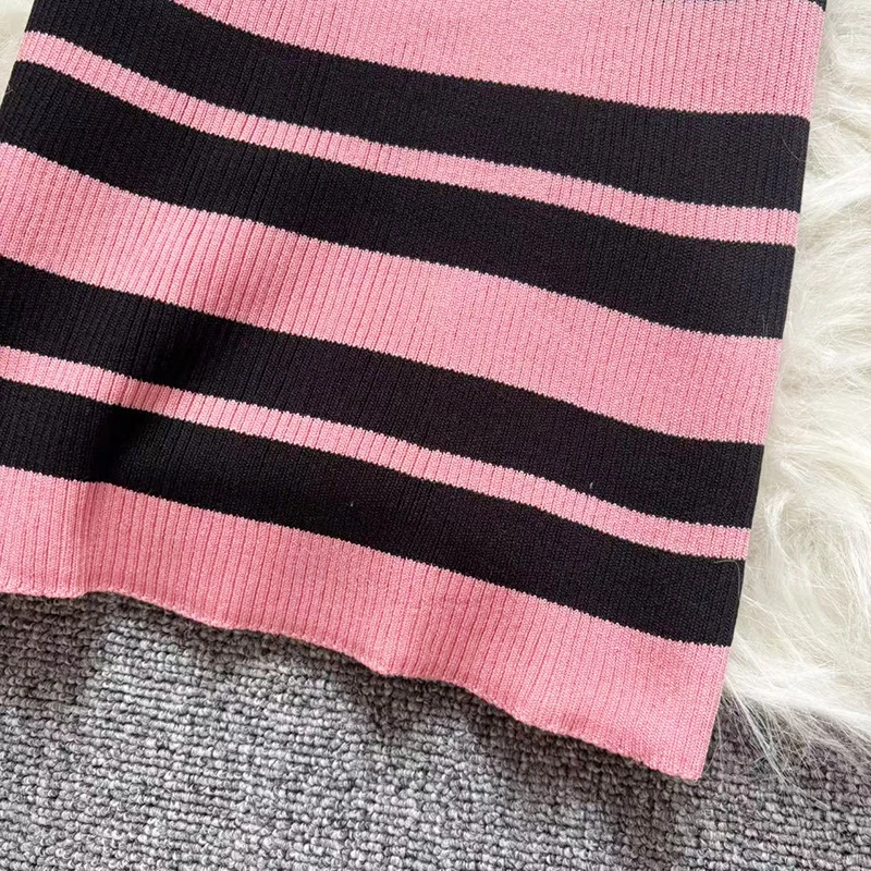 قطاع Ins موضة الوردي مثير حزمة الوركين Bodycon فستان سيدة التطريز المشارب محبوك السباغيتي الأشرطة وتتسابق فستان طويل النساء