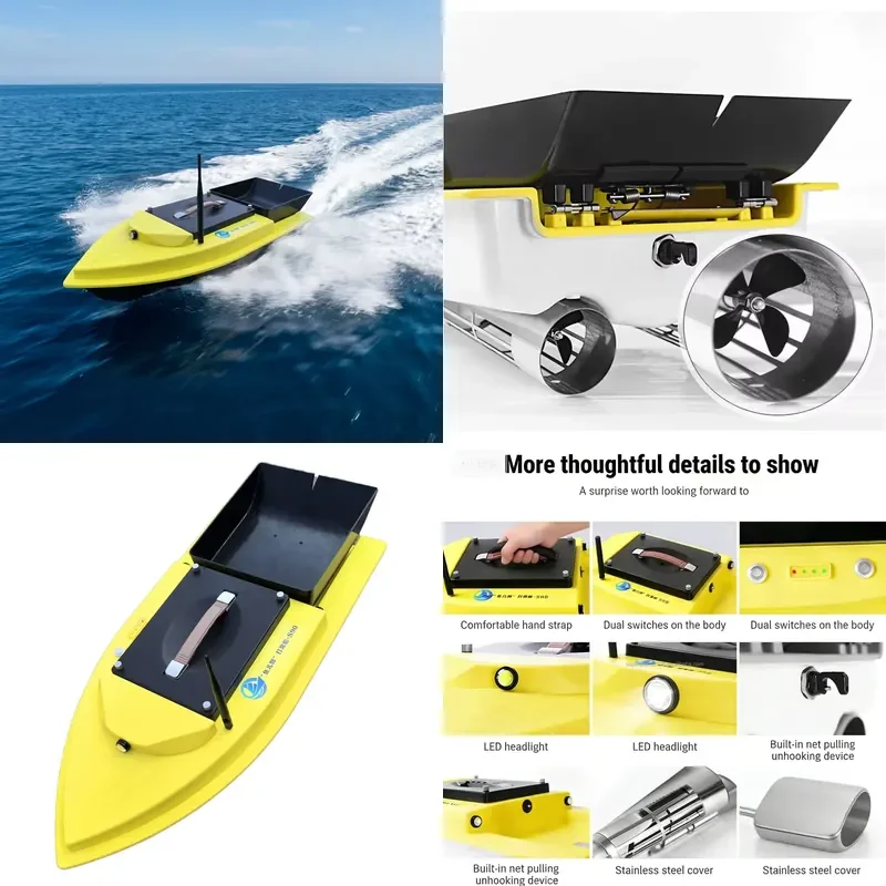 Yuerlang S90 Standard Version Plastic Bait Boat Durable 600m Remote Control Fishing Lure Boat Easy Control 12kg Load Capacity