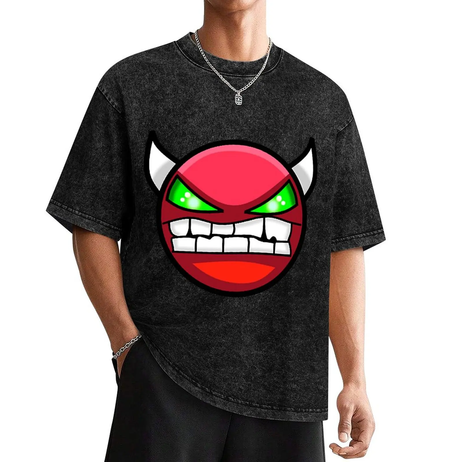 Geometry dash hard demon T-Shirt plus size clothes animal prinfor boys summer clothes t shirts for men pack