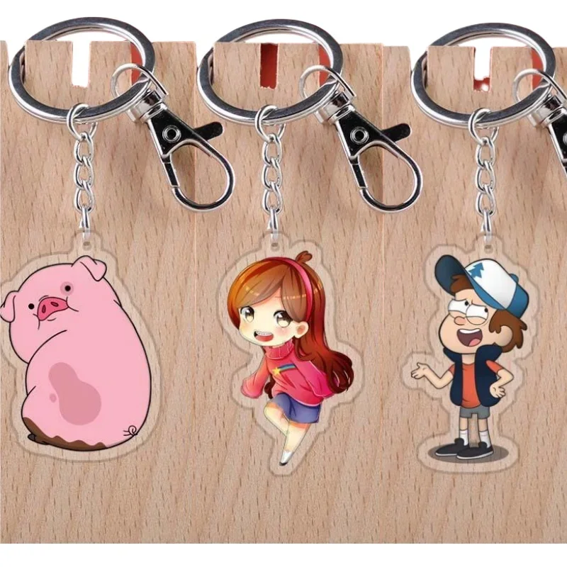 

Acrylic Cartoon Anime Pendant Keychains Holder Car Key Chain Key Ring Phone Bag Hanging Jewelry Gifts Accessories Gravity Falls