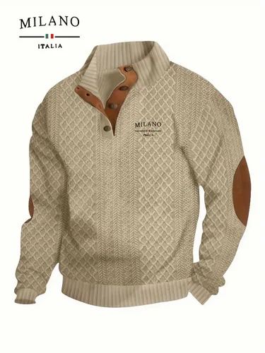 Imagen 1 del producto La sudadera con capucha Henry con un patrón italiano de Milán es un jersey cálido, suave y agradable para la piel para hombre de otoño e invierno.
