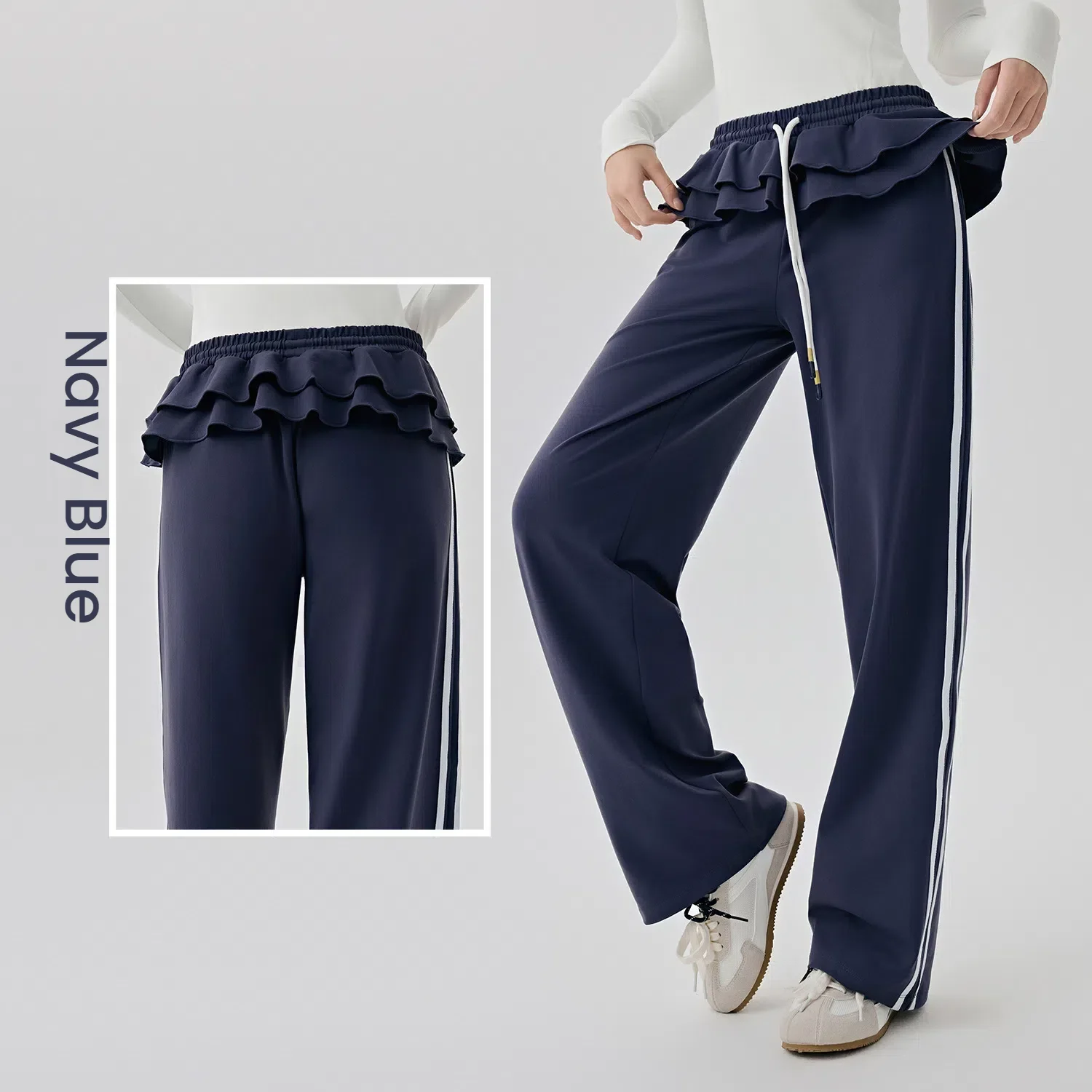 المرأة فضفاضة تناسب الباليه مضيئة السراويل عالية الخصر اليوغا صالة واسعة الساق السراويل رياضة الجري تنورة غير رسمية السراويل ملابس امرأة #4