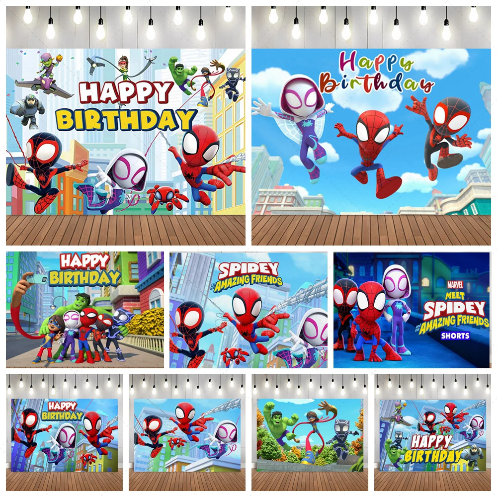 

Disney Spidey and His Amazing Friends Birthday Party Background Boy Birthday Backdrop Photography Decoration Supplies Custom