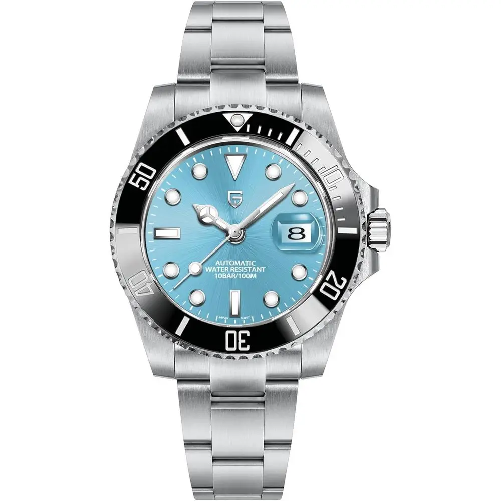 

Дизайнерские автоматические механические часы, черный циферблат 40 мм, водонепроницаемость 100 м, светящиеся элементы, каучуковый ремешок, безель Ceic