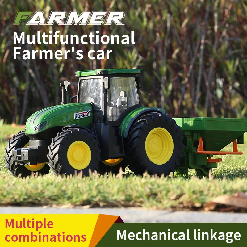 1/24 2.4G RC Farmer Car Toys Set for Children Remote Control Tractor Trailer with Lights Electric Farm Vehicle Truck Kids Gifts