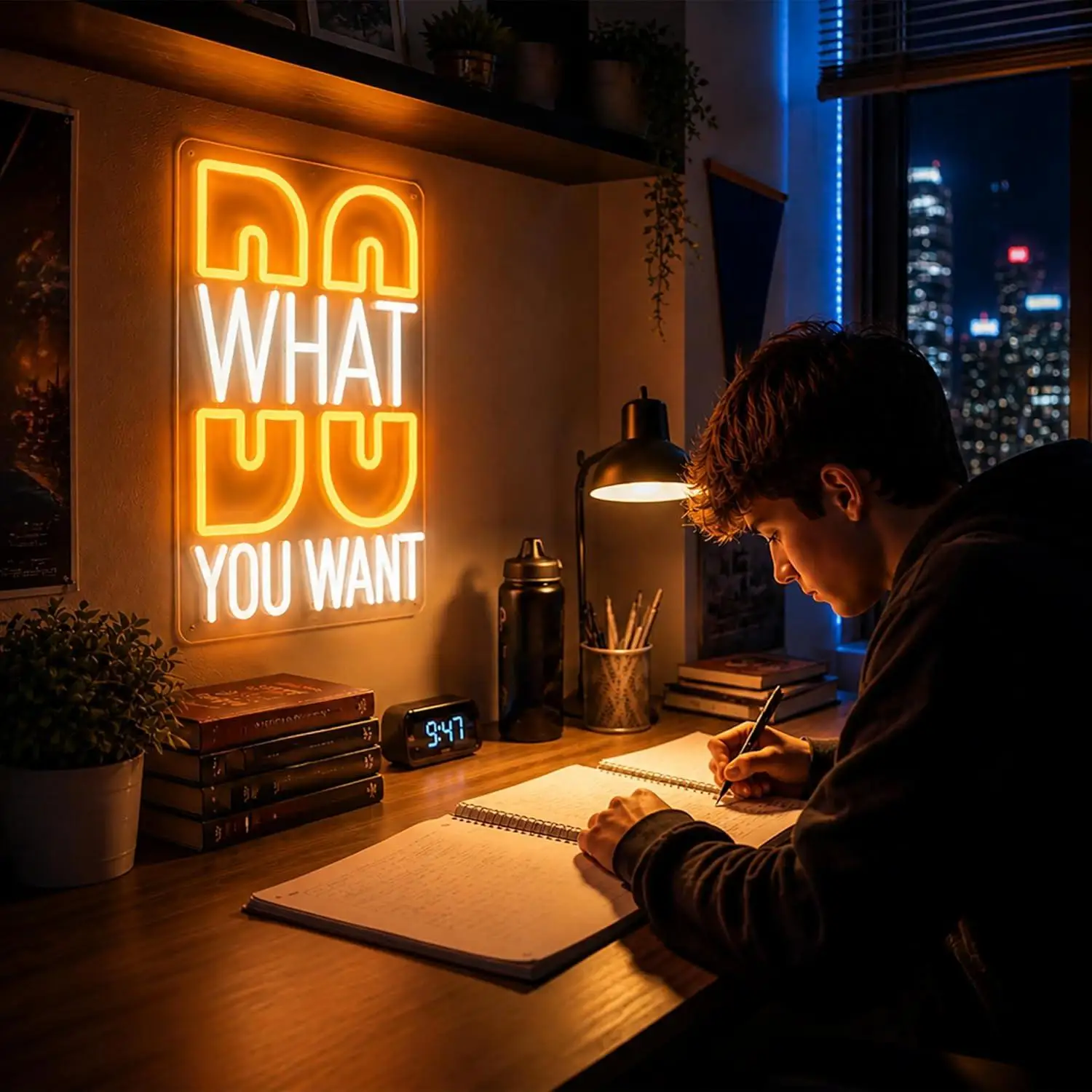 Do What You Want Neon Sign USB Dimmable LED Lights for Bedroom Office Lounge Bar Home Inspirational Theme Wall Art Decor Gifts