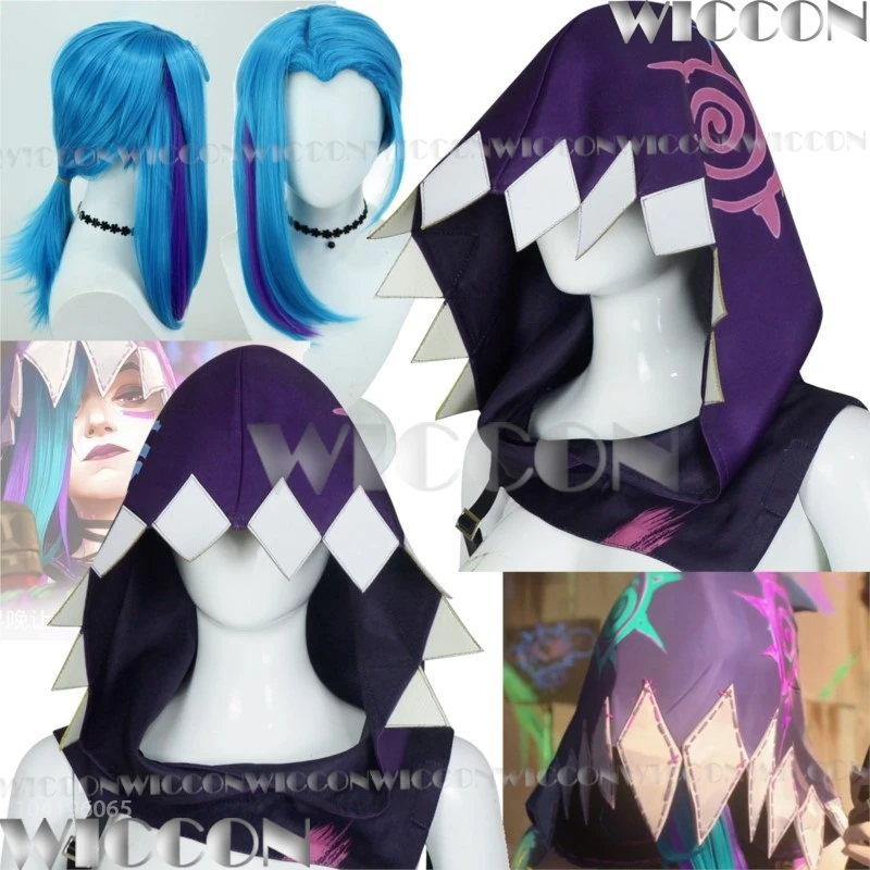 Jinx Arance S2 Anime Game LOL Cosplay Costume Blue Wig League of Legends Printed Clock Women Girl Outfit Holloween Customized