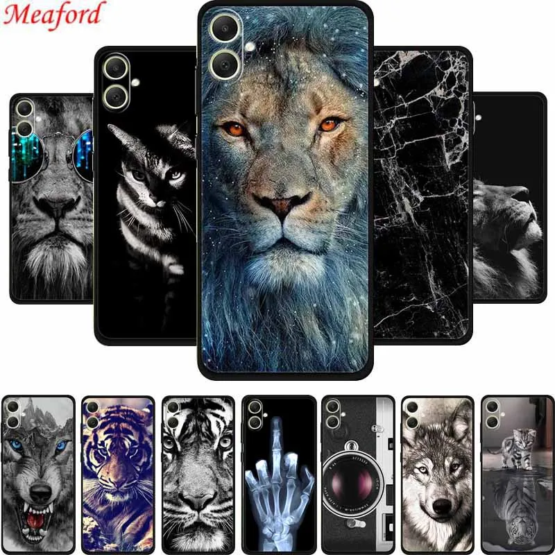 For Samsung A06 Case A 06 Phone Cover Lion Wolf Tiger Black Silicone Soft Back Cover Cases For Samsung Galaxy A06 4G Case 6.7