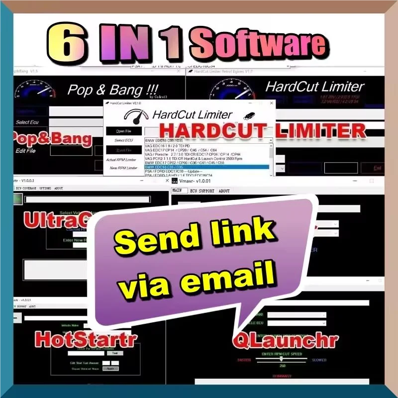 

Petrol Engines + Car tool Hard Cut Limiter Diesel+Pop&Bang + HARDCUT LIMITER VMAX+ HotStartr + QLaunchr Software 6iN1 PACKAGE
