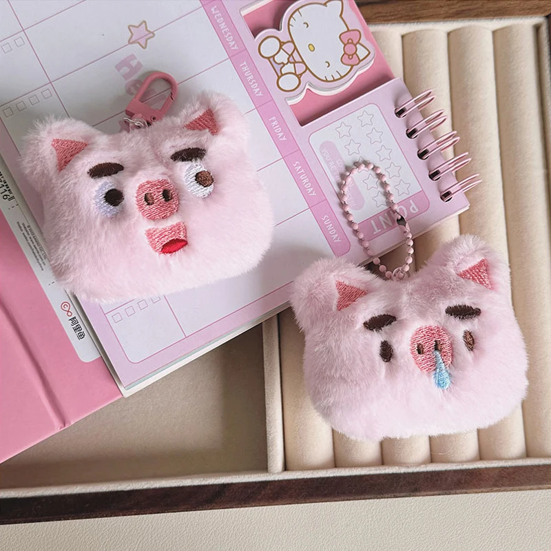 Pink Cute Snotty Piggy Key Chain Cartoon Plush Pig Doll Pendant Key Ring Backpack Car Decoration Bag Accessories Gift For Kids