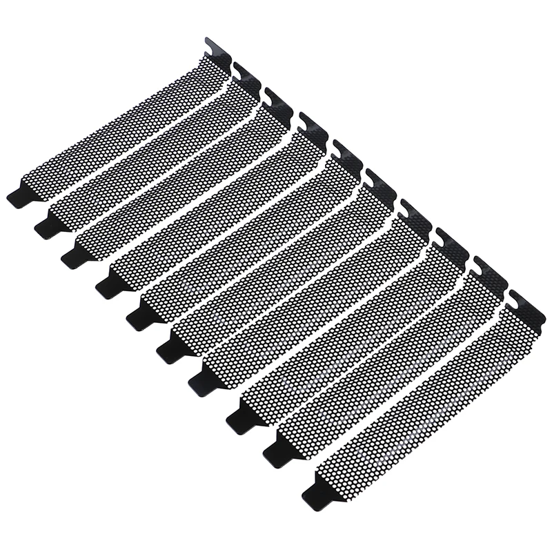 10Pcs/set Black PCI Slot Cover Dust Filter Blanking Plate Hard Steel