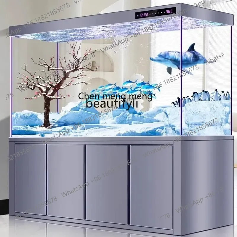 

E153 New medium and large living room home office ecological fish tank aquarium bottom filter ultra-white glass