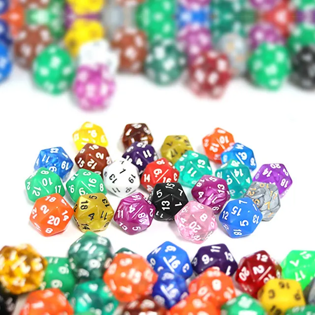 60Pcs Multi-Sided Dices Mixed Color Hot Selling Acrylic Ktv Fun Dice Board Game D20 Dices Table Board Game for Home view 6