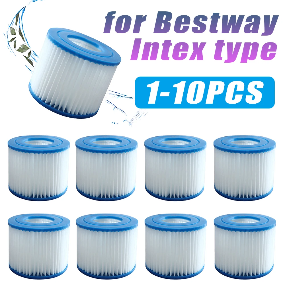 10-1PCS Type VI Hot Tub Filter Soft Rubber Ends Spa Filter Cartridge Reusable Pool Filter Replacement for /for Intex Filter