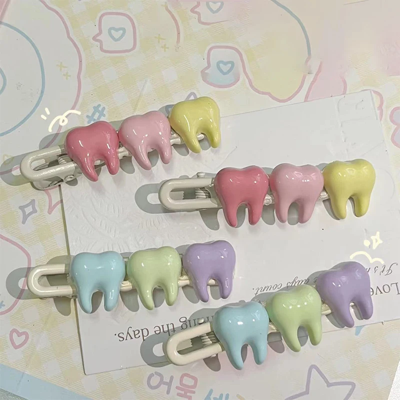 Cute Simulation Teeth Metal Hair Clips Funny Creative Cool Lovely Duckbill Clips For Women Sweet Cool Y2k Hair Accessories