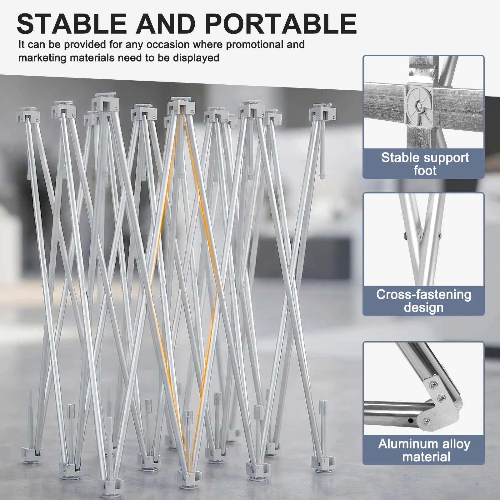 

Pop Up Display Stand Detachable Portable Backdrop Booth Frame Lightweight Foldable Support Bracket for Wedding Exhibition Events