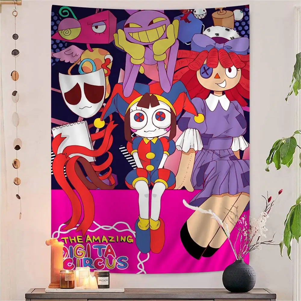Animation A-Amazing D-Digital Circus Tapestry Art Printing Japanese Wall Tapestry Anime Wall Hanging Home Decor