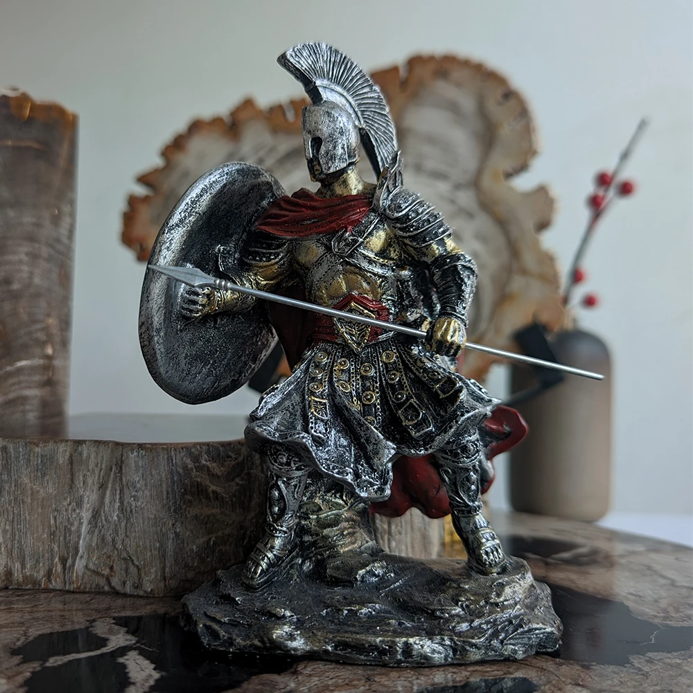 Spartan Gladiator Resin Sculpture Warrior Figurine Home Room Tabletop Decor Collectible Statue