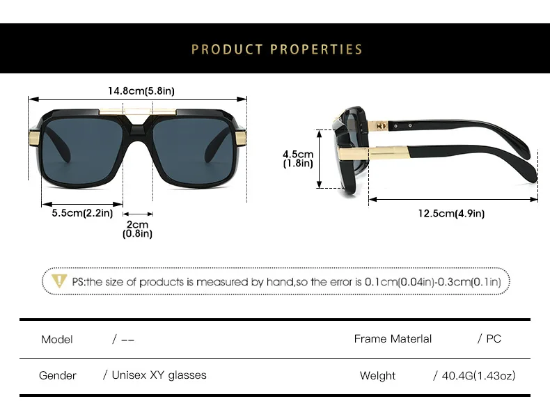 Retro Sonnenbrille Männer Quadratischen Stil Doppel Strahl Pilot UV400 Sonnenbrille Mode – Detail 4