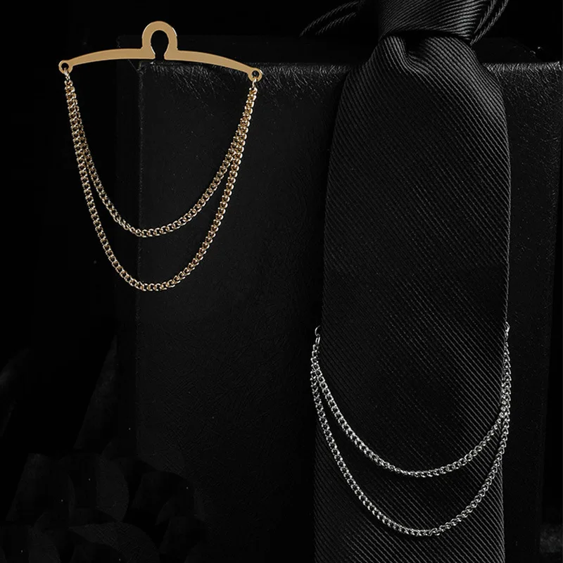Neckties Chain U-chain Fixed Windbreak Metal Brooch Pin Mens Tie Shirts Fixed Chain Lapel Dress Wedding Party Tie Accessories