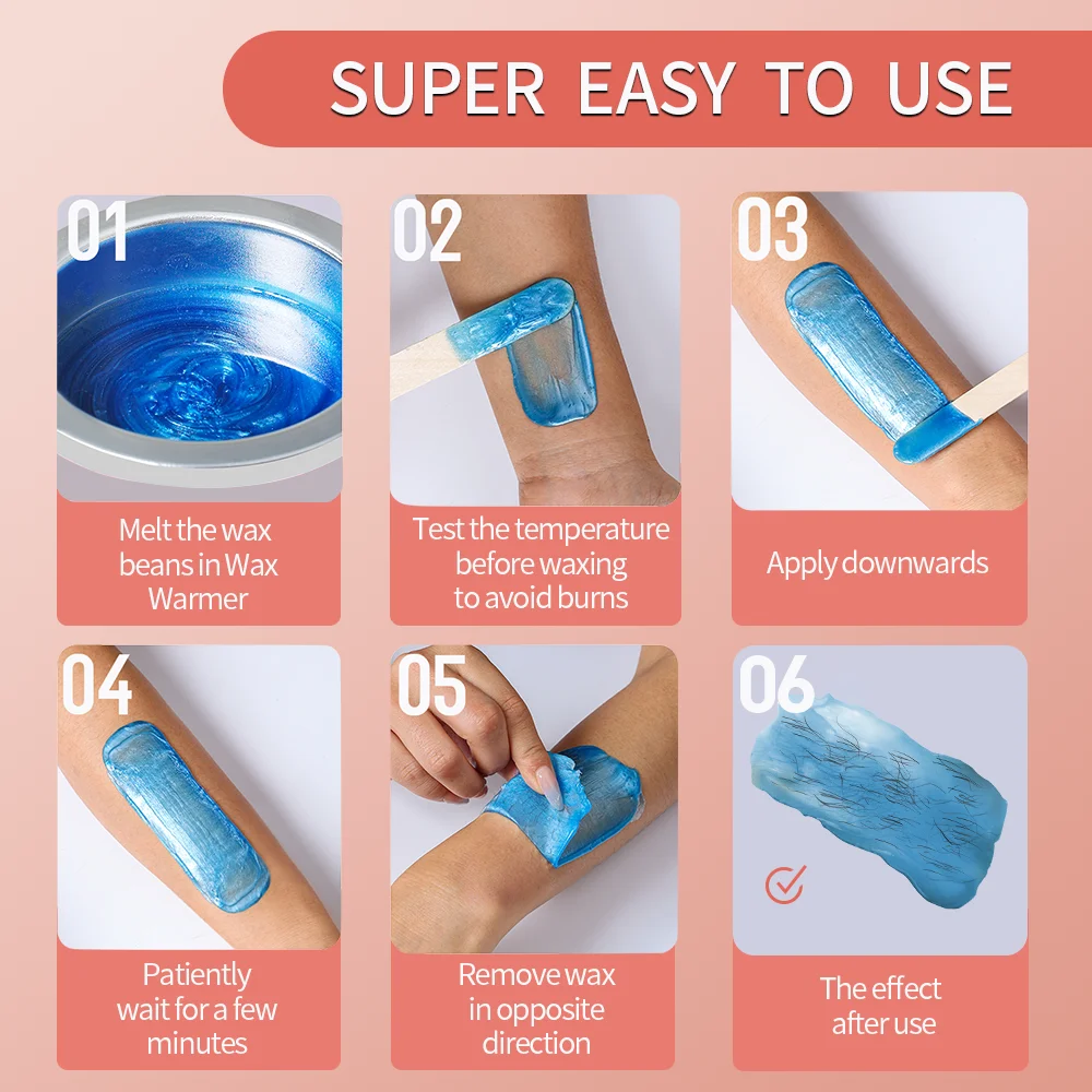 50g Fasolki woskowe do depilacji do podgrzewania w maszynie do wosku twardego, bezbolesne koraliki do depilacji gorącą folią, bikini, twarzy, nóg, ciała, usuwanie owłosienia