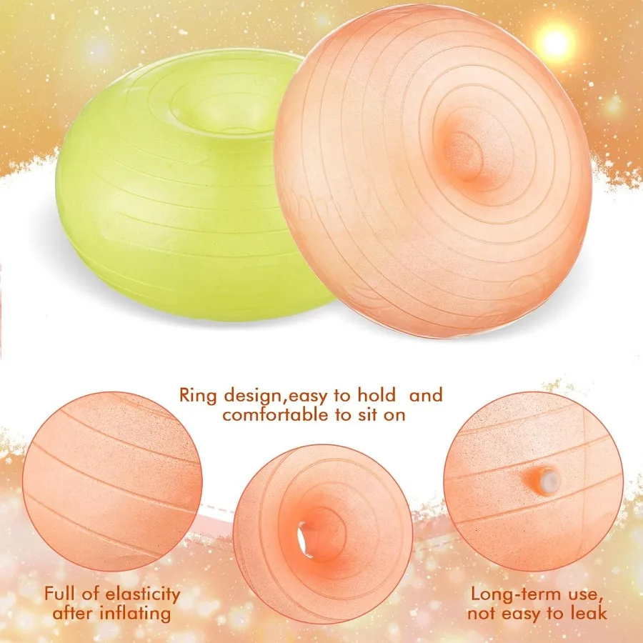 Libima 4 Pezzi Sedute Flessibili per Sedie a Sfera Gonfiabili in Aula con Pompa Ciambella Palla per Esercizi Cuscino per Equilibrio e S