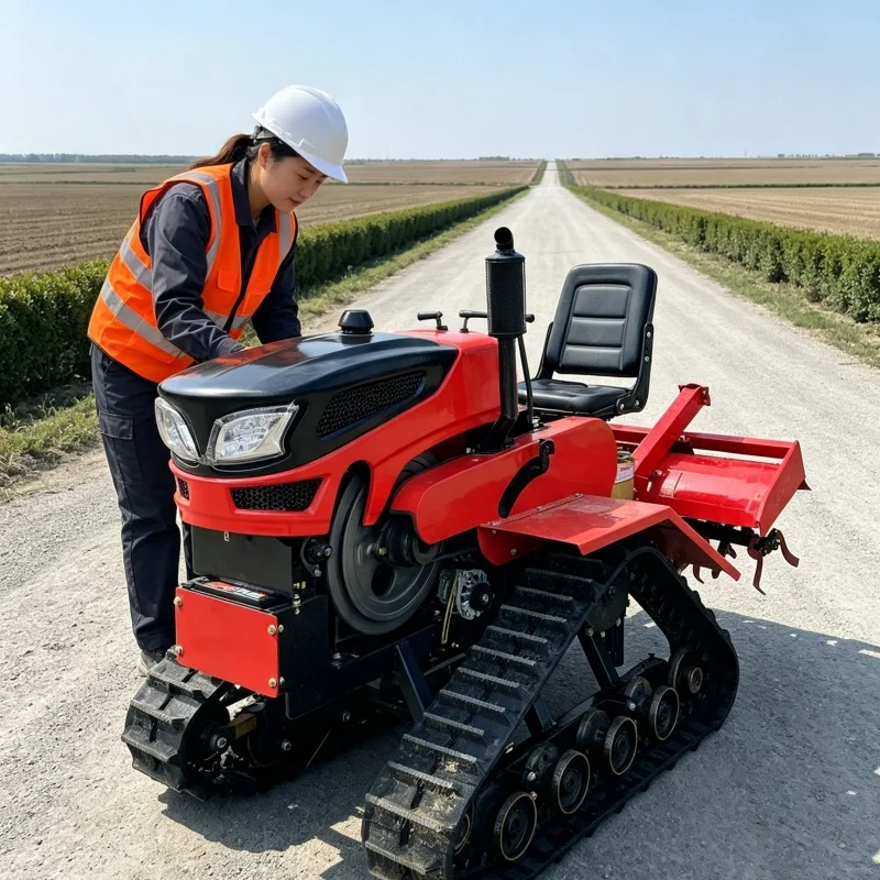 Customized Multifunctional Crawler Rotary Tiller, Integrated Bulldozing Tilling & Ditching Farm Cultivation Machinery