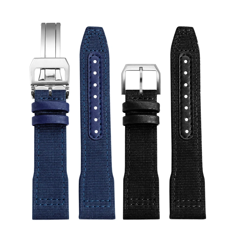 High Quality Woven Nylon Watch Strap For IWC Pilot Series IW388109 IW387901 IW503607 Top Gun Watch Band 20mm 21mm Folding Buckle