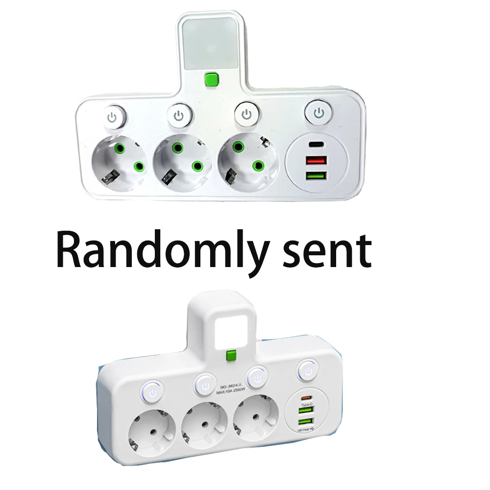 EU-Steckdose, 4 Steckdosen, Multitap-Wandsteckdosenleiste, Steckdose, 2 USBs, 1 Typ-C-Anschlüsse, kein Verlängerungskabel mit 2500 W MAX-Stromversorgung – Detail 1