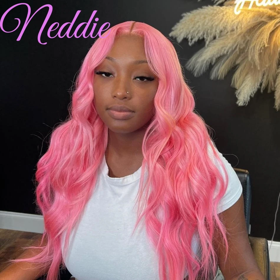 

Розовые парики с волнистыми волосами и кружевной передней частью, 13x6 HD, из бразильских натуральных волос, 100% натуральные цветные парики 13x4