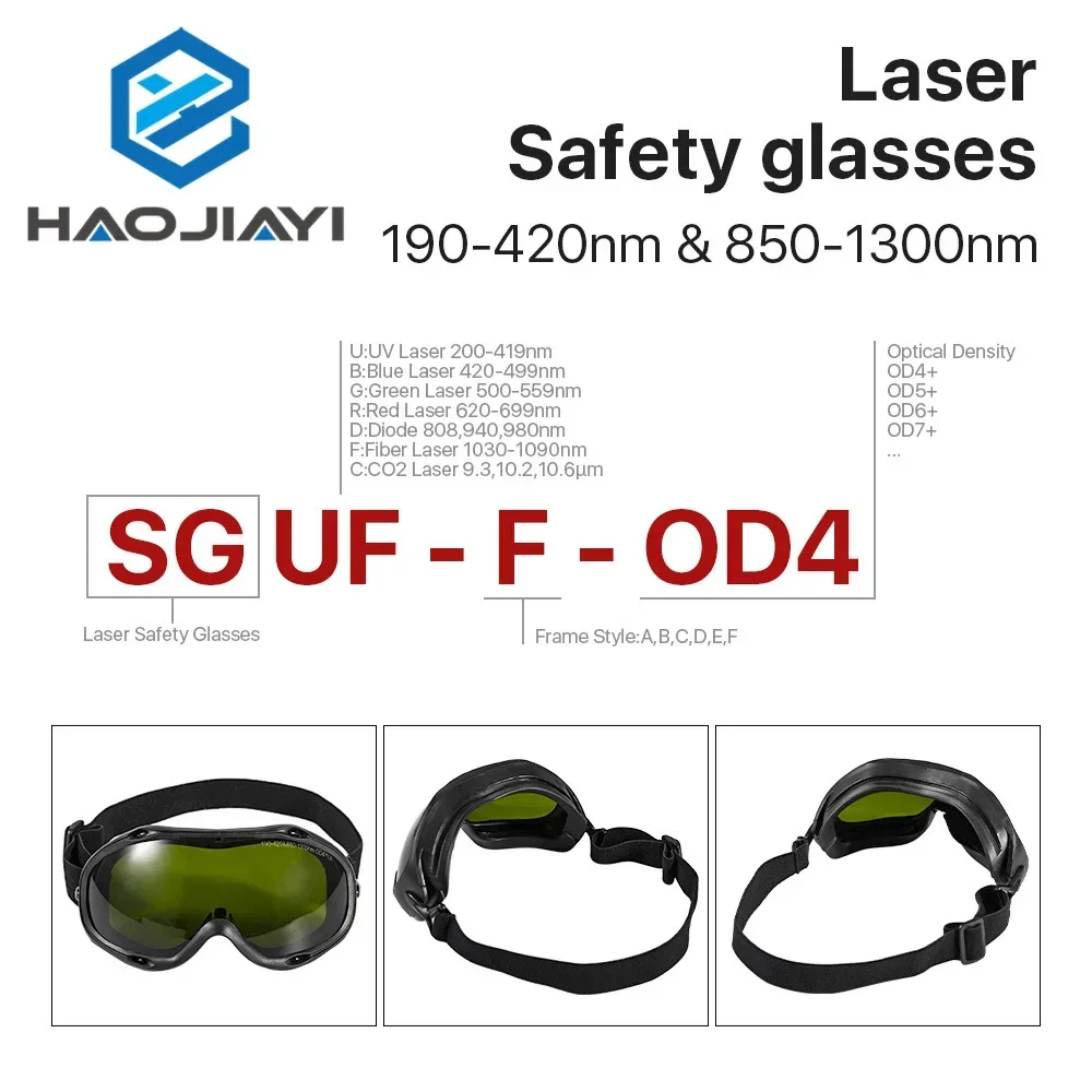 1064nm Laser Safety Goggles Sled Goggles 190-420 & 850-1300nm OD4+ Wavelength Protective Glasses Shield SGUF-F-OD4