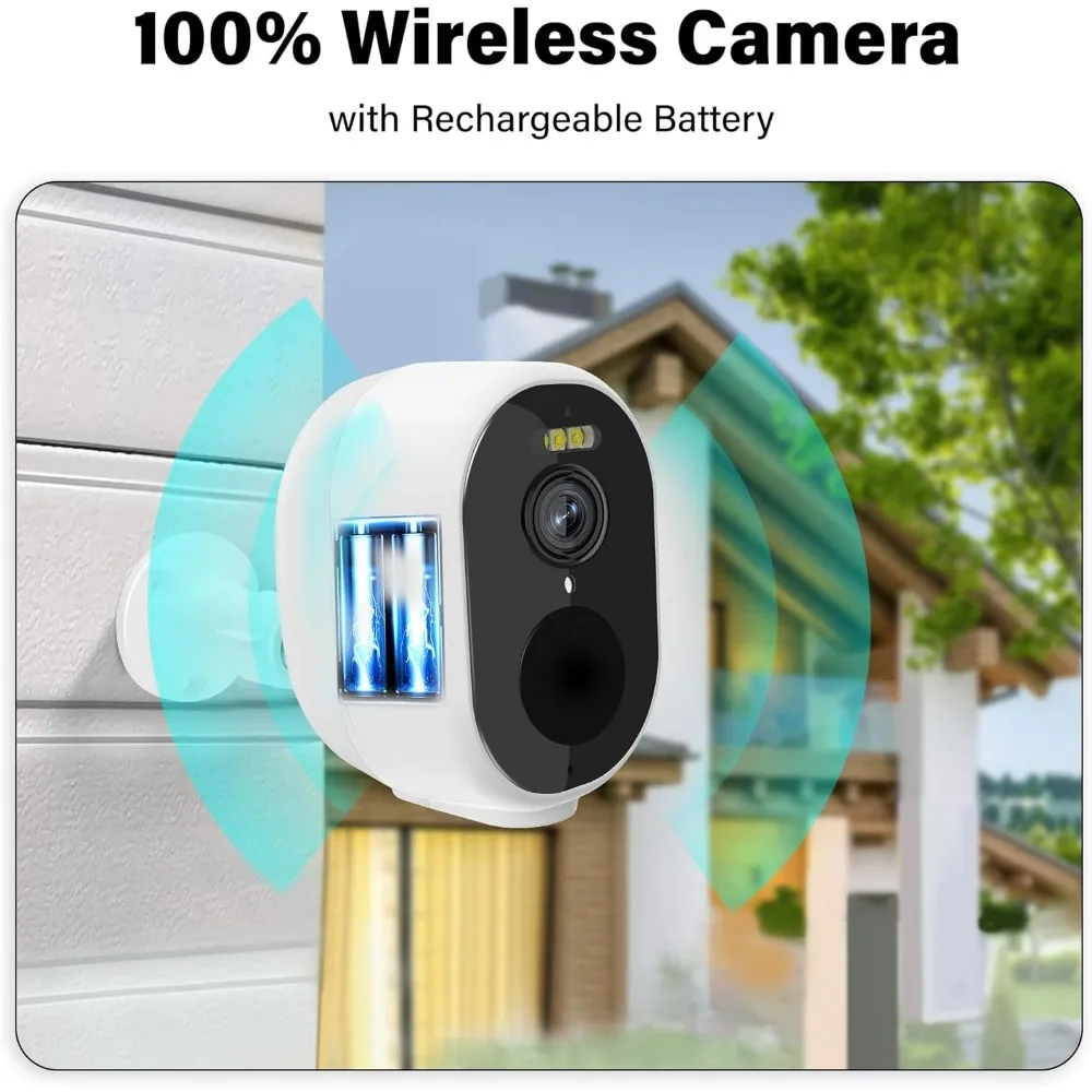 câmeras de segurança sem fio, estilo bala externa, pacote com 4, branco