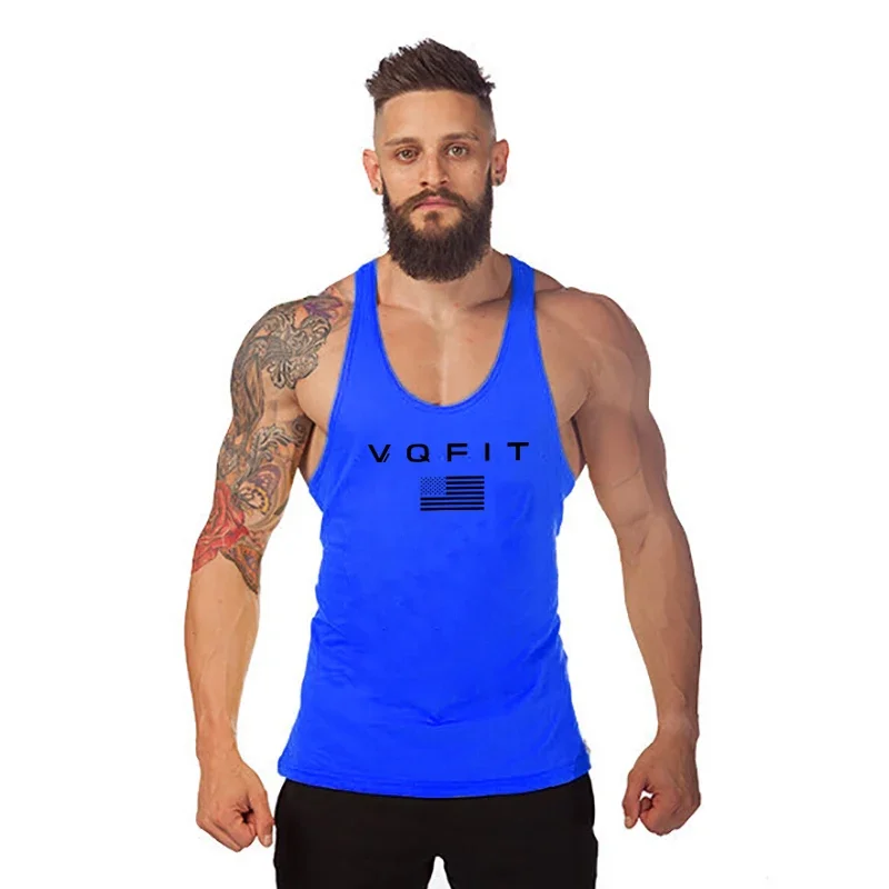 Summer Men Breathable Cotton Sleeveless  Y Back Gym Workout Muscle Vests Bodybuilding Tank Tops Fitness Sport Clothing T-Shirt
