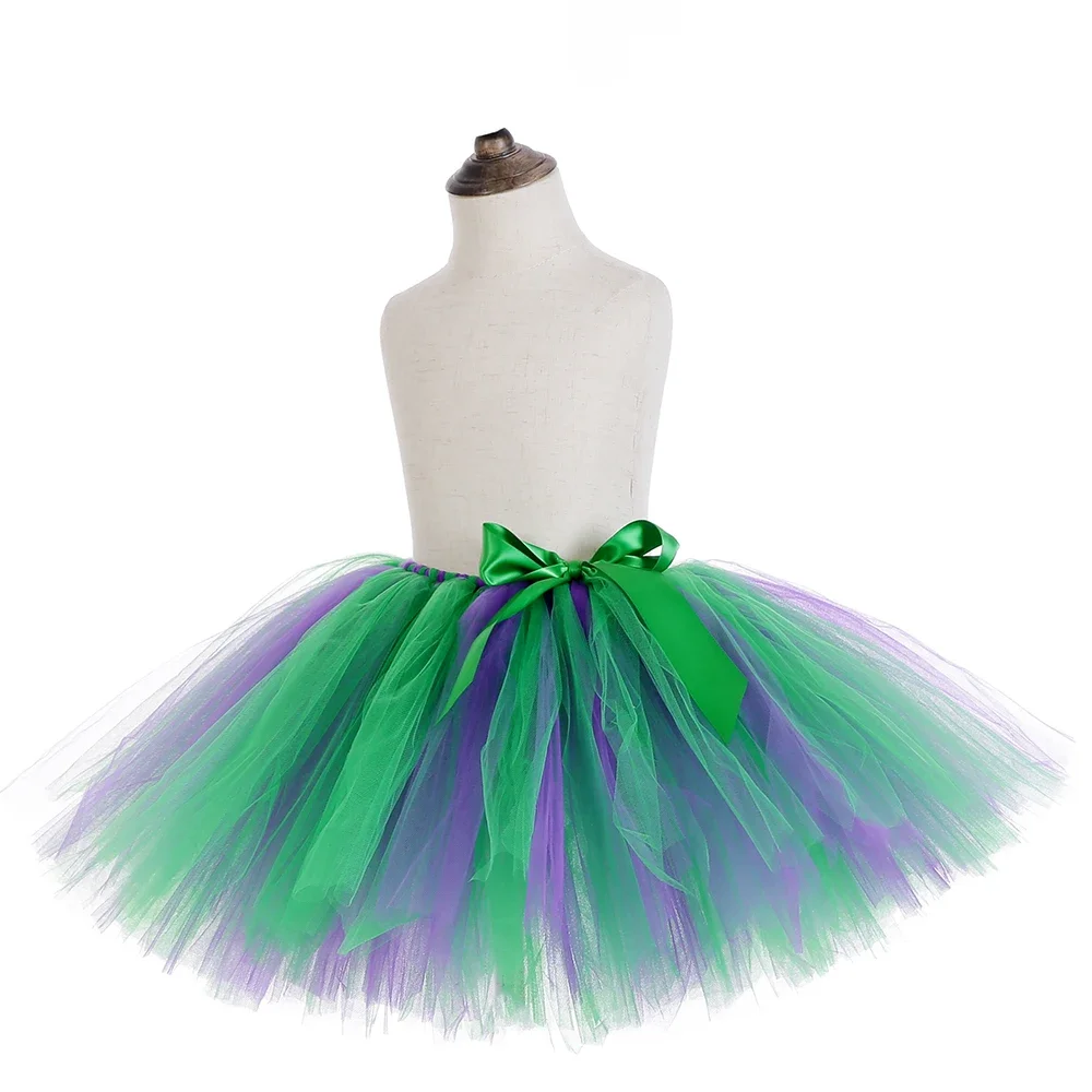 Girls Little Mermaid Tutu Skirt Green Purple Kids Fluffy Tulle Skirt Children Toddler Baby Girl 1st Birthday Tutu Costume Outfit