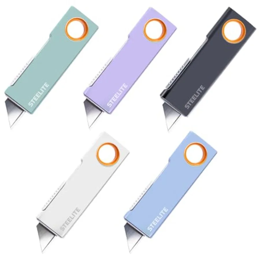 5PCS Mini Box Cutter Keychain, Retractable Package Opener for Boxes, Envelopes and Packages, Cute Portable Box Opener for Offic