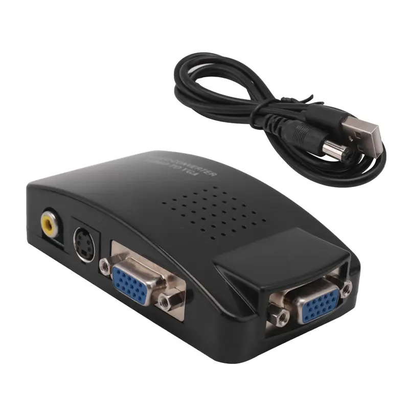 M51K-AV To VGA Adapter RCA VGA Converter PC RCA Composite S-Video AV Input To PC VGA LCD Output Converter Switch Box