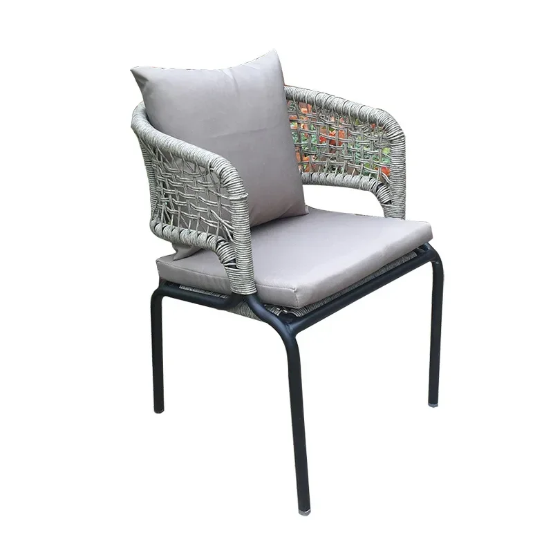 Aluminum alloy outdoor rattan chair, hotel balcony courtyard leisure chair, outdoor cafe armrest dining chair