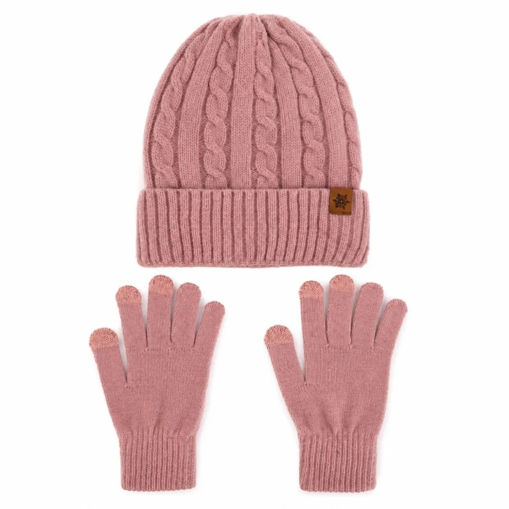3Pcs/Set Warm Winter Hat Scarf Gloves Set Lining Non Slip Scarf Neck Warmer Suit Soft Elastic Knit Beanie Snood Set for Men