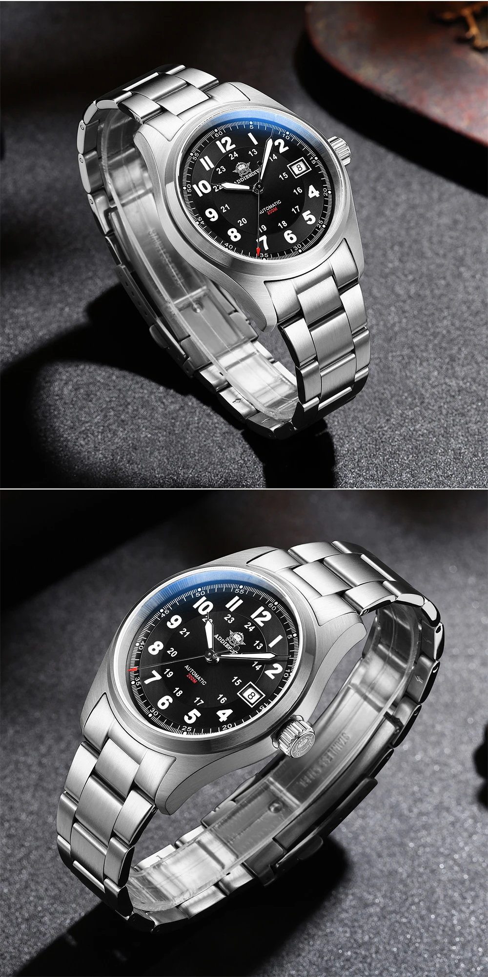 ADDIESDIVE Men Luxury Automatic Mechanical Watch 8215 Movement Sapphire Glass 200M Waterproof Luminous Analog Wristwatches AD2525
