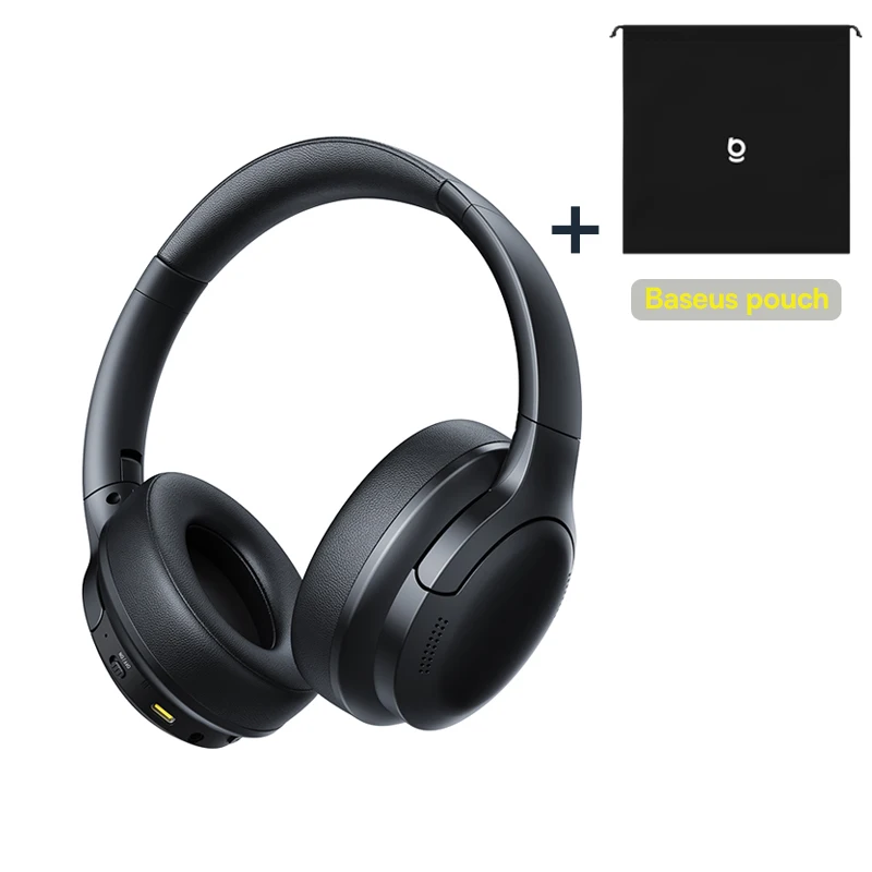 Baseus BH1 Lite Draadloze hoofdtelefoon Bluetooth 6.0 ENC Clear Call Headsets Super Bass Hit-oortelefoon 80 uur speeltijd Over-ear-headset