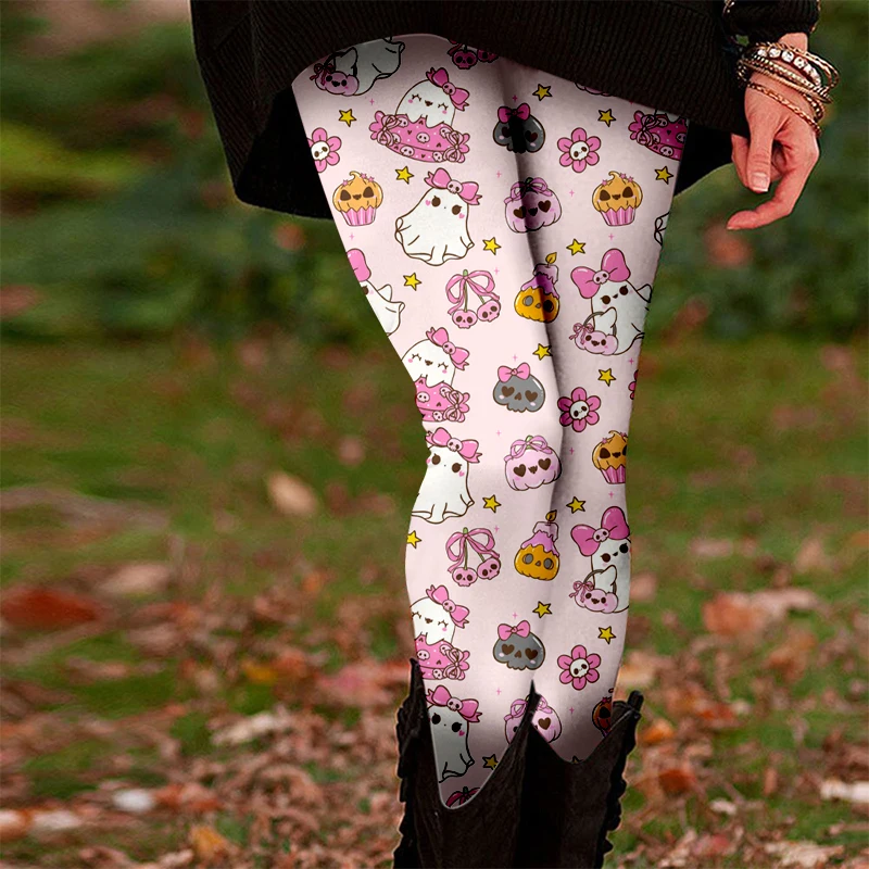 

Женские брюки для йоги с 3D принтом и милым призраком, креативные повседневные спортивные эластичные леггинсы для тренажерного зала и фитнеса, подтягивающие бедра